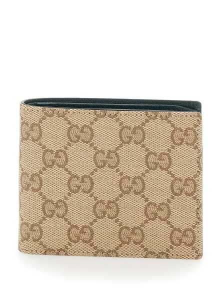 Portofele Beige Wallet with logo lettering inside in GG fabric for men