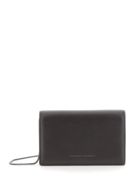 Portofele brown wallet with front logo lettering in leather Women