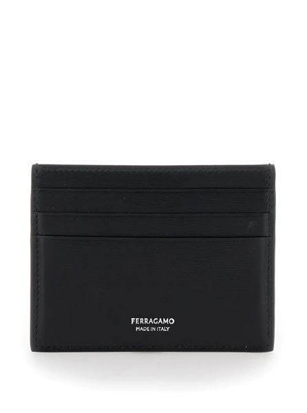 Portofele Card holder 'Florence' with logo lettering on the front in black leather for men