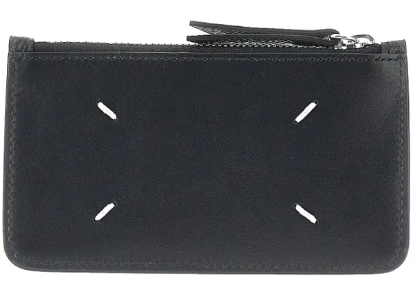 Portofele 'Four Stitches' leather coin-holder pouch
