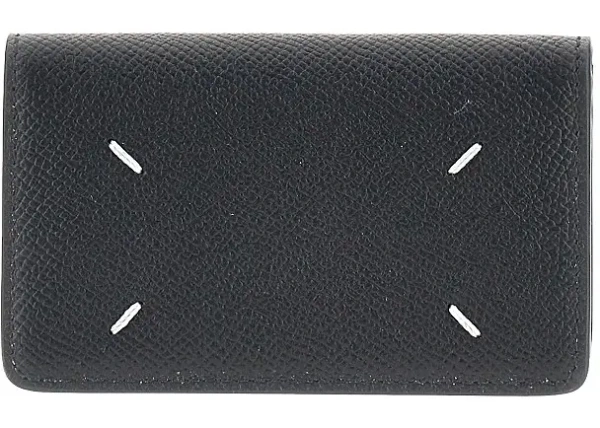 Portofele Grained leather cardholder with flap