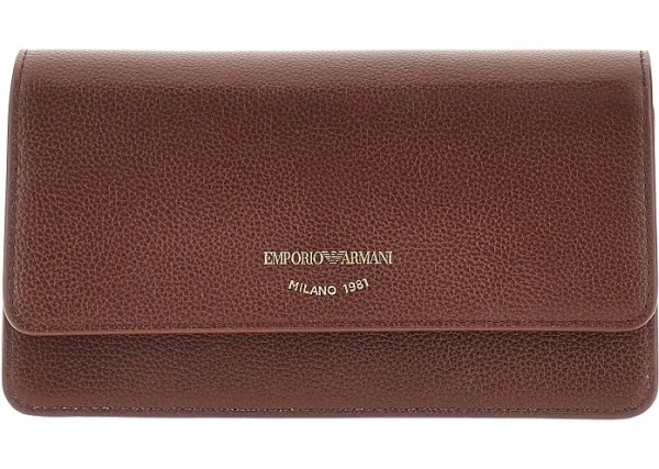 Portofele Grained leather clutch with chain
