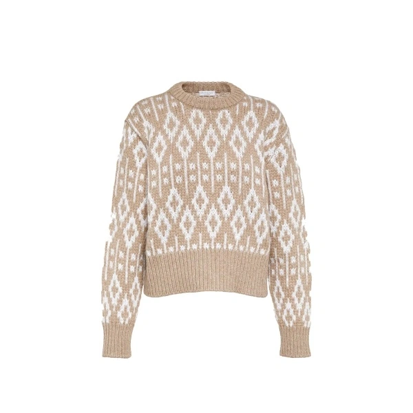 Pulover Brunello Cucinelli Jacquard Cashmere Sweater