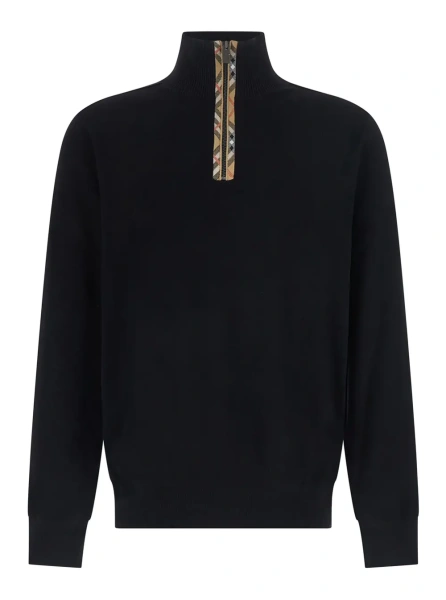 Pulover Burberry negru din lana merinos