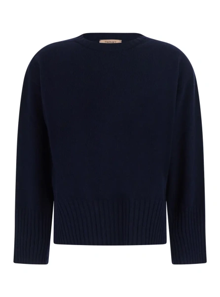 Pulover Classic V-neck Long Sleeve Top in Tech Fabric Blue Women