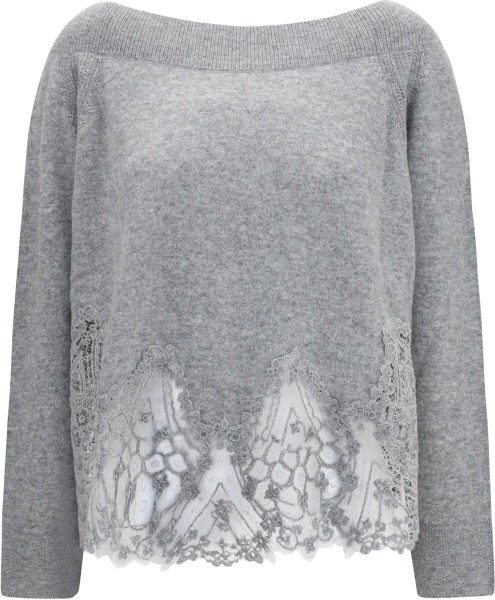 Pulover Ermanno Scervino gri din dantela