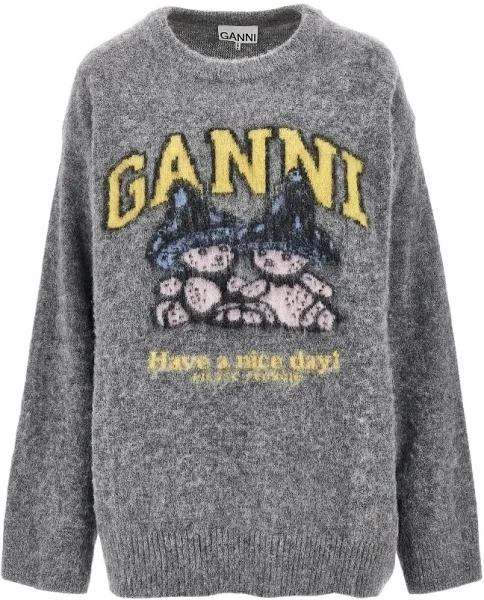 Pulover Ganni gri din alpaca