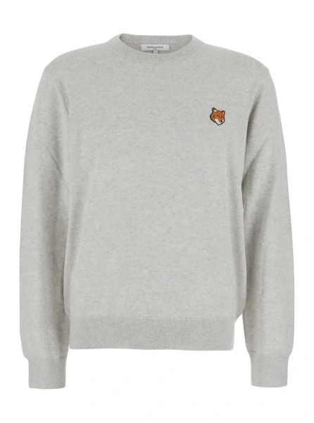 Pulover MAISON KITSUNÉ gri din lana