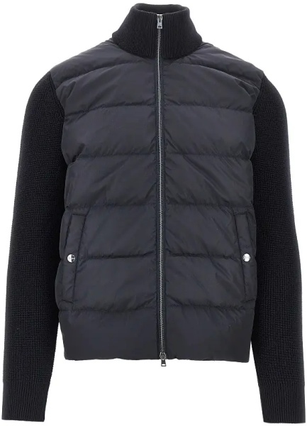 Pulover Padded nylon and wool cardigan