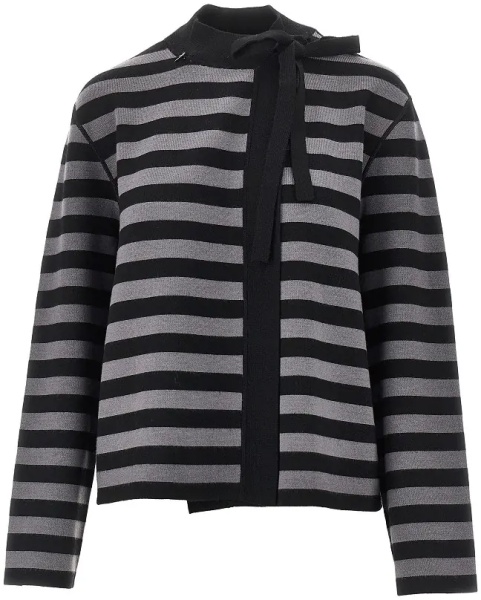 Pulover Self-tie closure striped wool cardigan