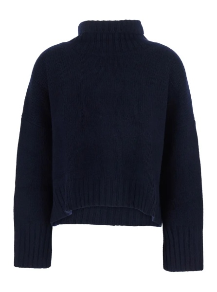 Pulover Sweater "GIRLFRINDED TURTLENECK" with high collar and long sleeves in blue cashmere for women
