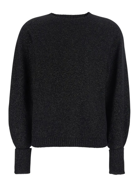 Pulover Sweater with round neckline and long sleeves in Tech Fabric Black women