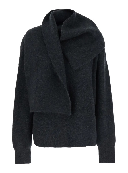 Pulover TOTÊME Black Draped Sweater in Tech Fabric Woman