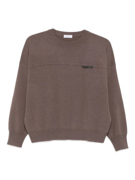 Pulover tricotat Brunello Cucinelli maro