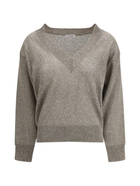 Pulover tricotat Brunello Cucinelli neutru
