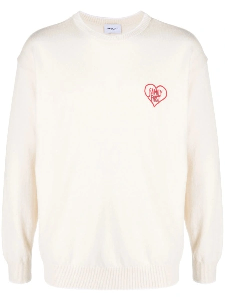 Pulover tricotat Family First alb