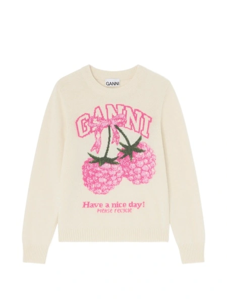 Pulover tricotat Ganni neutru