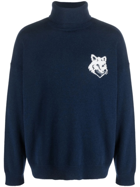 Pulover tricotat MAISON KITSUNÉ albastru