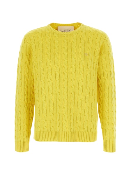 Pulover tricotat Valentino Garavani galben din casmir