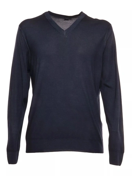 Pulovere Blue cashmere blue silk V-neck
