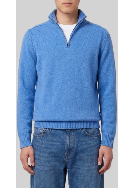 Pulovere Delft Blue Half Zip Turtleneck
