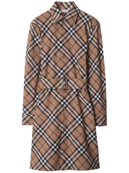 Rochie de zi Burberry maro din alama si lana