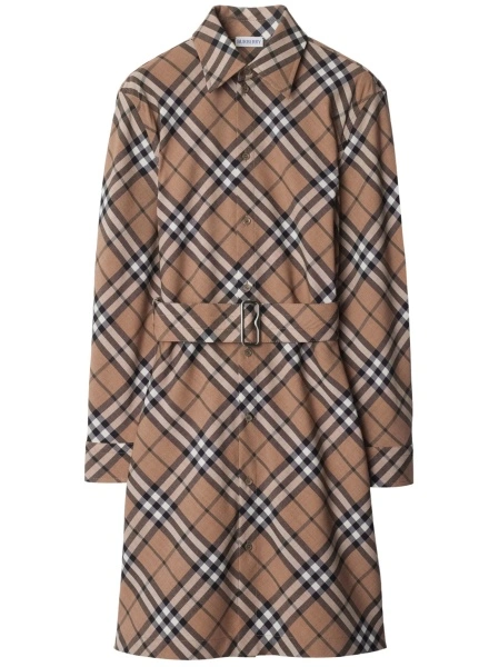 Rochie de zi Burberry maro din alama si lana