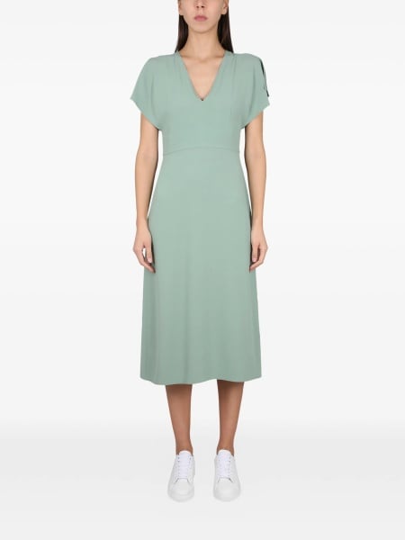 Rochie de zi Hugo Boss verde din vascoza si acetat
