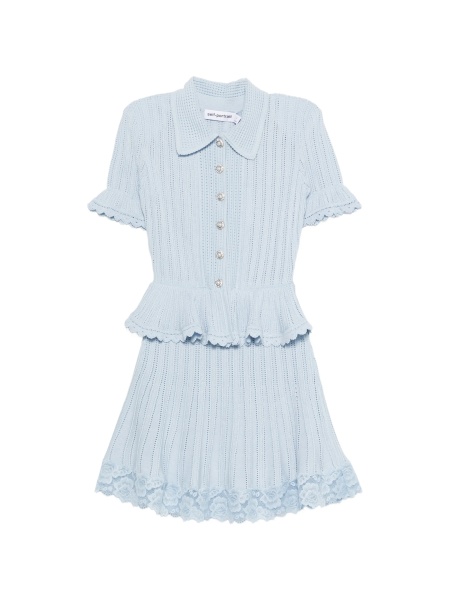 Rochie de zi Self-Portrait albastra din poliamida si polyester
