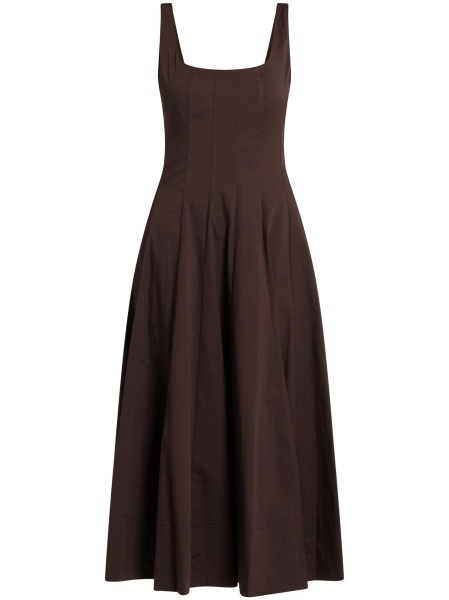 Rochie de zi STAUD maro din spandex/elastan si bumbac