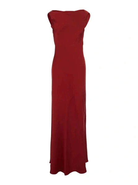Rochie lunga ANTONELLI rosie din acetat
