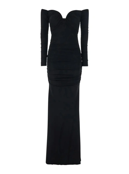 Rochie lunga Elisabetta Franchi neagra din vascoza