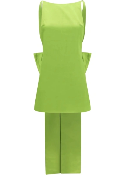 Rochie Self-Portrait verde din satin