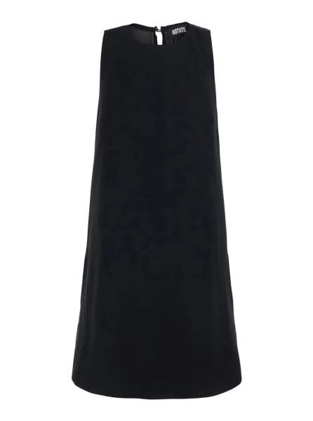 Rochii Black Mini Dress with A-Line Design and Back Closure in Tech Fabric Women