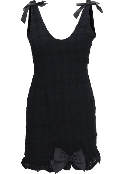 Rochii Checked bouclé tweed mni Dress with bows