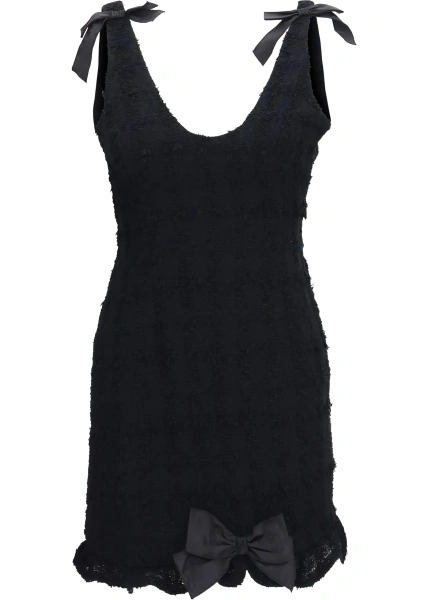 Rochii Checked bouclé tweed mni Dress with bows