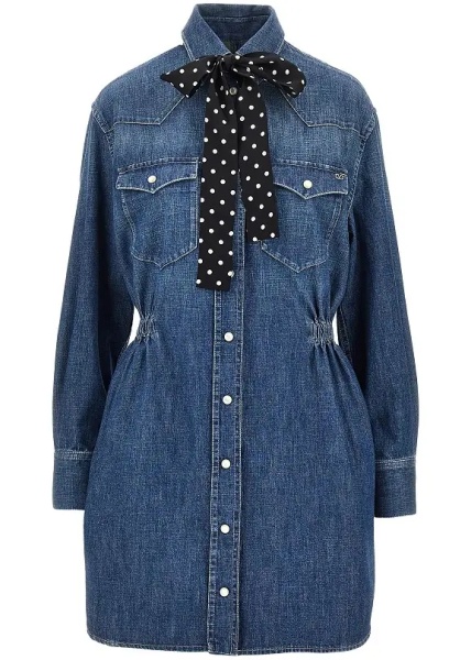 Rochii Denim mini dress with silk bow