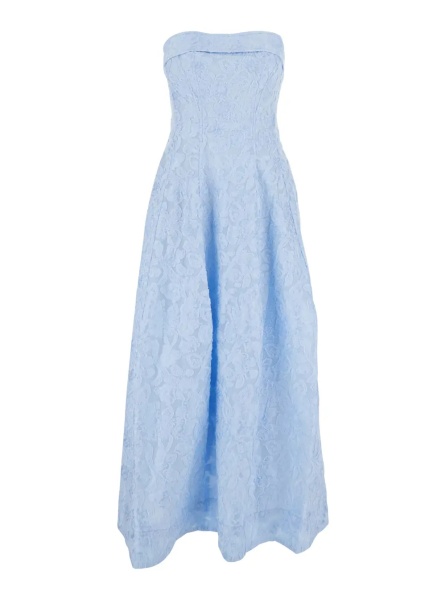 Rochii Light blue dress with all-over embroidery design and removable straps in cotton blend woman