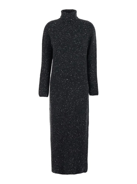 Rochii 'Melani' Grey Turtleneck Long Dress with Long Sleeves in Cashmere Woman