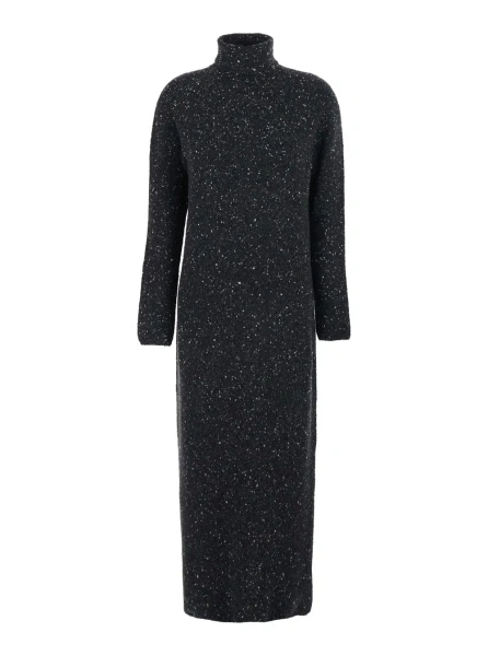 Rochii 'Melani' Grey Turtleneck Long Dress with Long Sleeves in Cashmere Woman