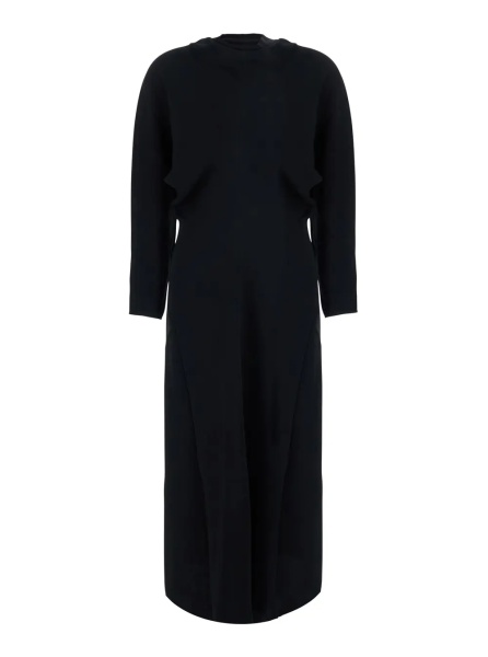 Rochii TOTÊME Long dress with slouch waist, long sleeves, in Tech Fabric, black, women