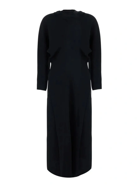 Rochii TOTÊME Long dress with slouch waist, long sleeves, in Tech Fabric, black, women