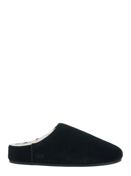 Saboti 'Elea' Black Mule with logo on the side and faux fur lining in suede for women