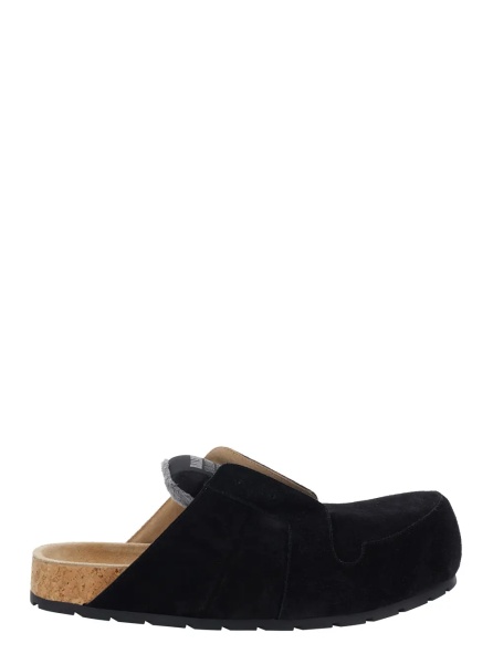 Saboti Mule 'Dumbo' with Logo Lettering on the Suede Tongue Black Men