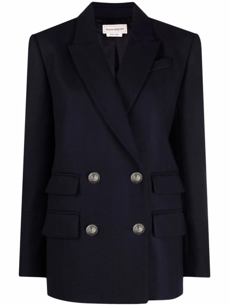 Sacou Alexander McQueen albastru din casmir si lana