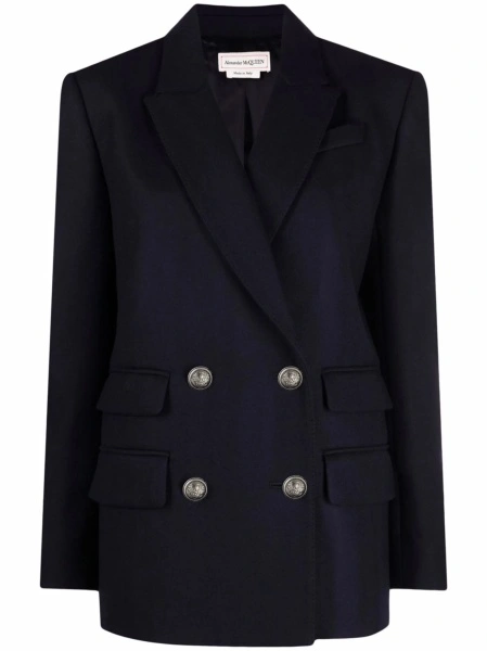 Sacou Alexander McQueen albastru din casmir si lana