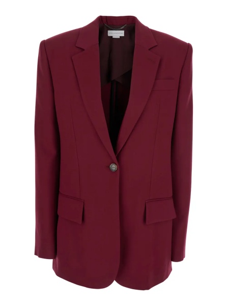 Sacou Bordeaux Single-Breasted Jacket with Notched Revers in Cotton Blend Woman