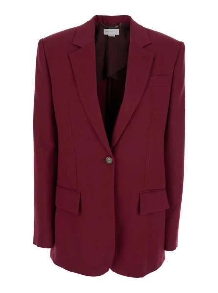 Sacou Bordeaux Single-Breasted Jacket with Notched Revers in Cotton Blend Woman