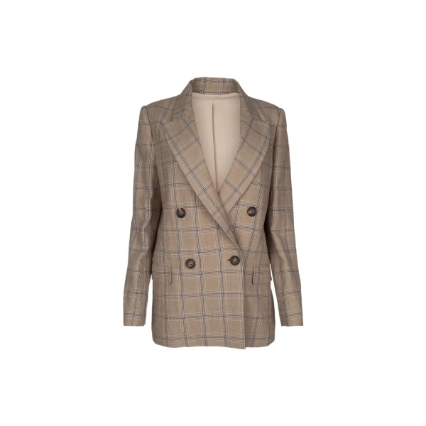 Sacou Brunello Cucinelli Prince Of Wales Linen Blazer