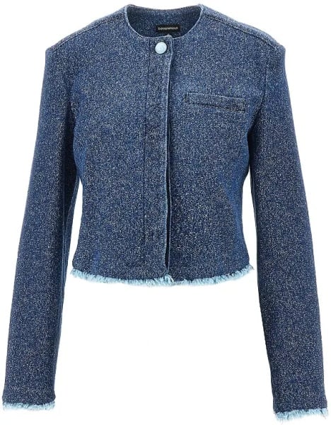 Sacou Buttoned denim cropped jacket